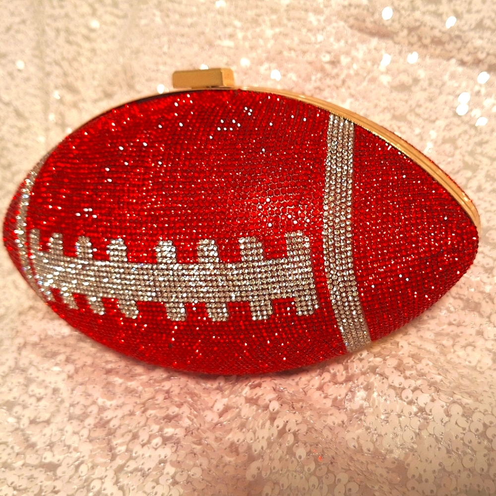 Red Crystal Football Crossbody Bag